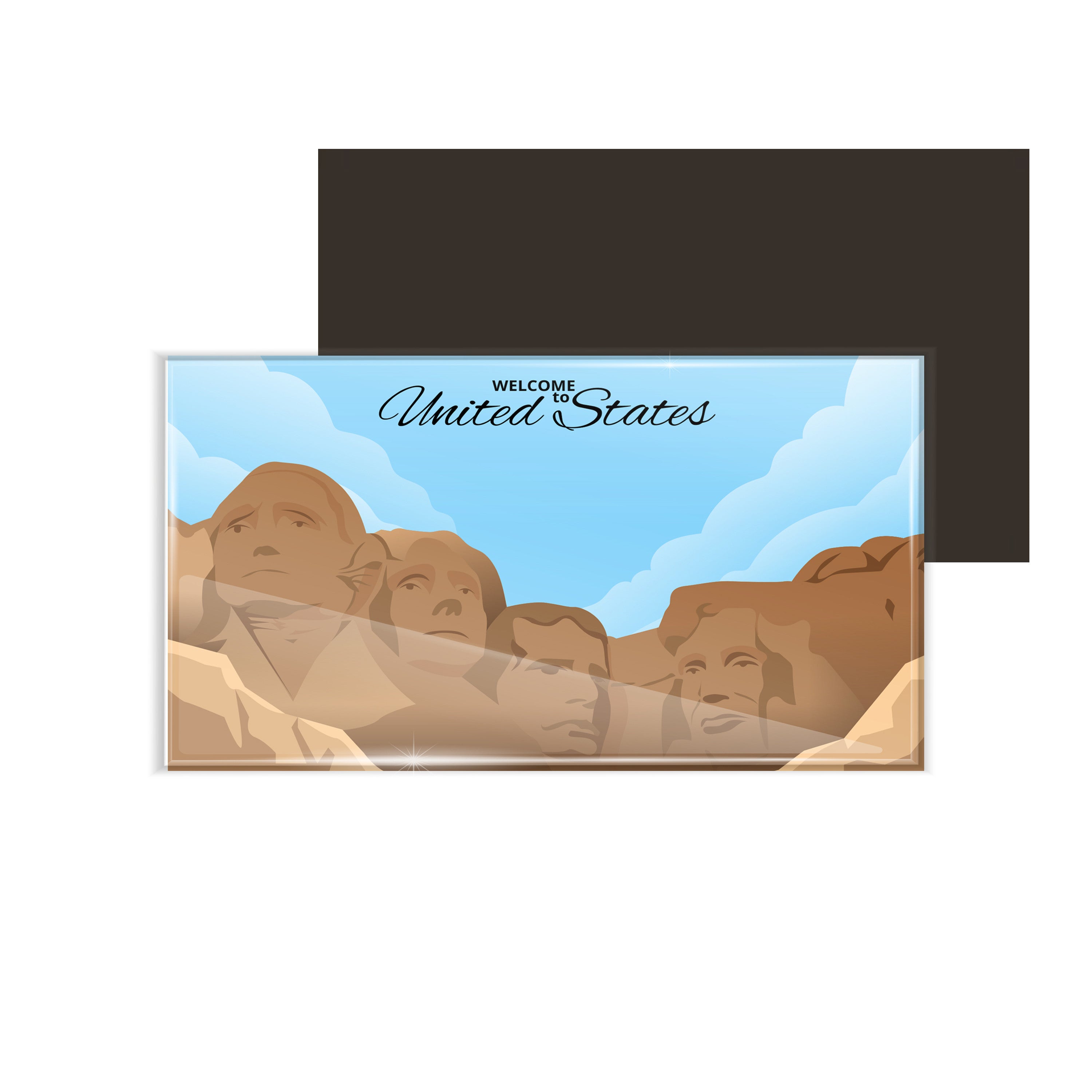 dhcrafts Fridge Magnet Rectangle Acrylic Glass (8.6 x 5.4 cm) Multicolor Travel United States D2 Design Pack of 1